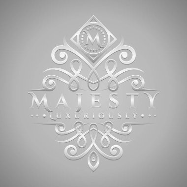Harf M logosu - klasik ve lüks gümüş kabartma stil logosu