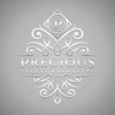 P harfi Logo - Klasik ve lüks gümüş kabartma stil logosu