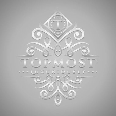 Mektup T Logo - Klasik ve lüks gümüş kabartma stil logosu
