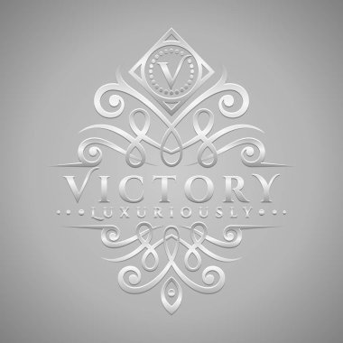 Harf V Logo - Klasik ve lüks gümüş kabartma stil logosu