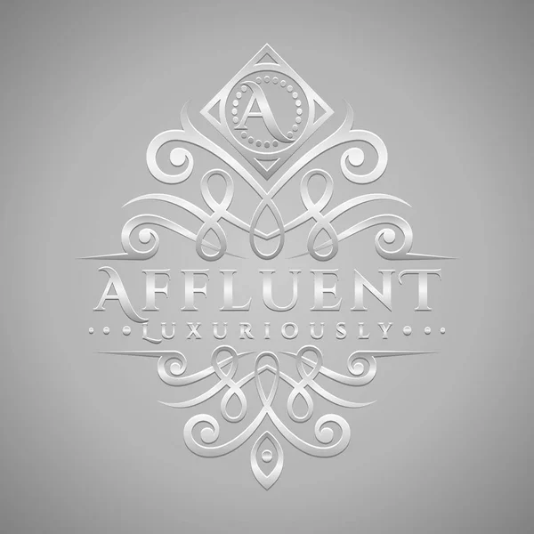 Lettre Logo Classic Luxueux Argent Gaufré Logo Style — Image vectorielle