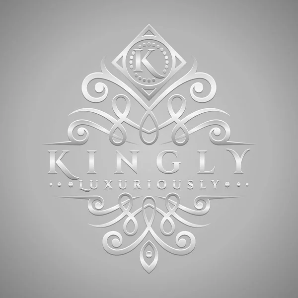 Letter Logo Classic Luxurious Silver Embossed Style Logo — 图库矢量图片