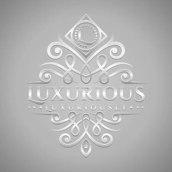 Písmeno Logo Klasický Luxusní Stříbrný Reliéfní Styl Logo — Stockový vektor