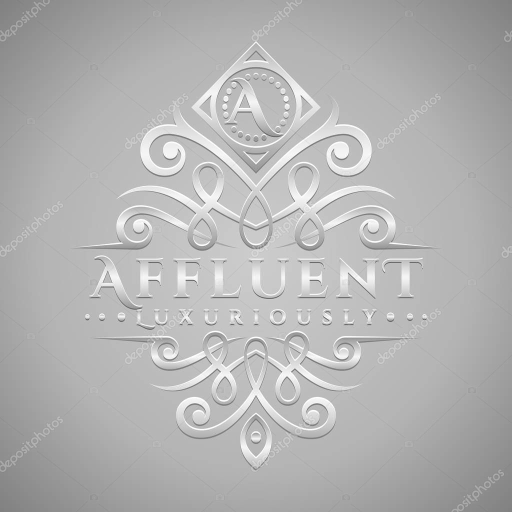 Letter A Logo - Classic & Luxurious Silver Embossed Style Logo