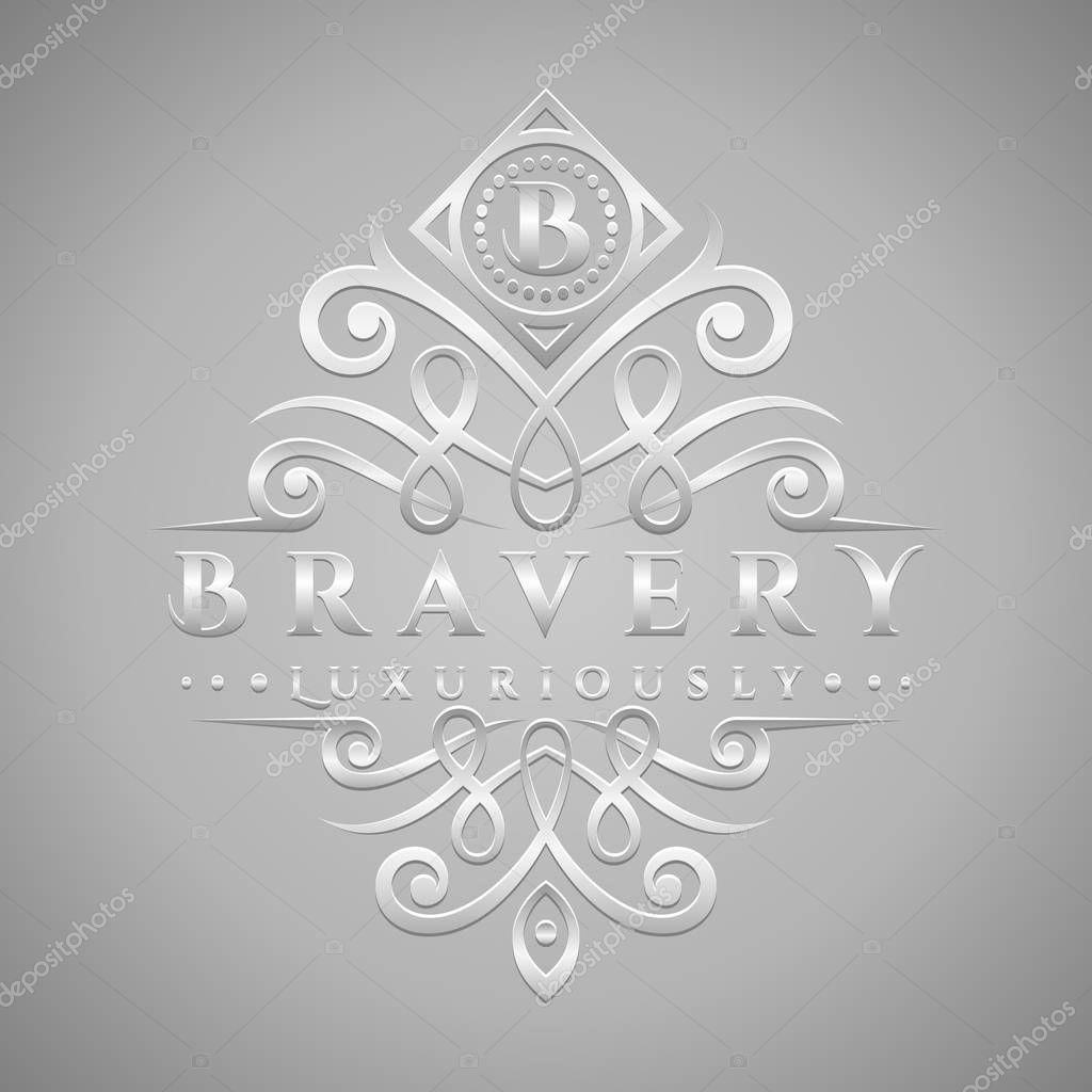 Letter B Logo - Classic & Luxurious Silver Embossed Style Logo