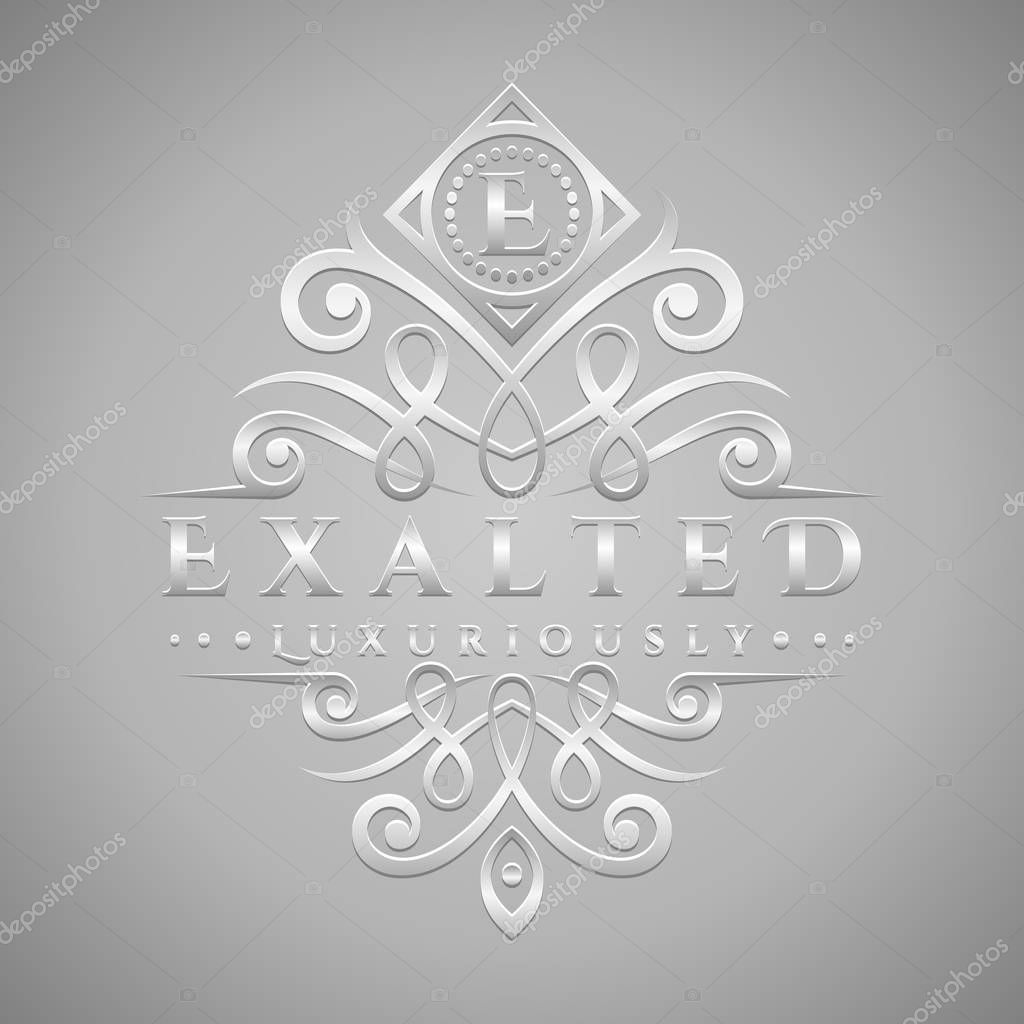 Letter E Logo - Classic & Luxurious Silver Embossed Style Logo