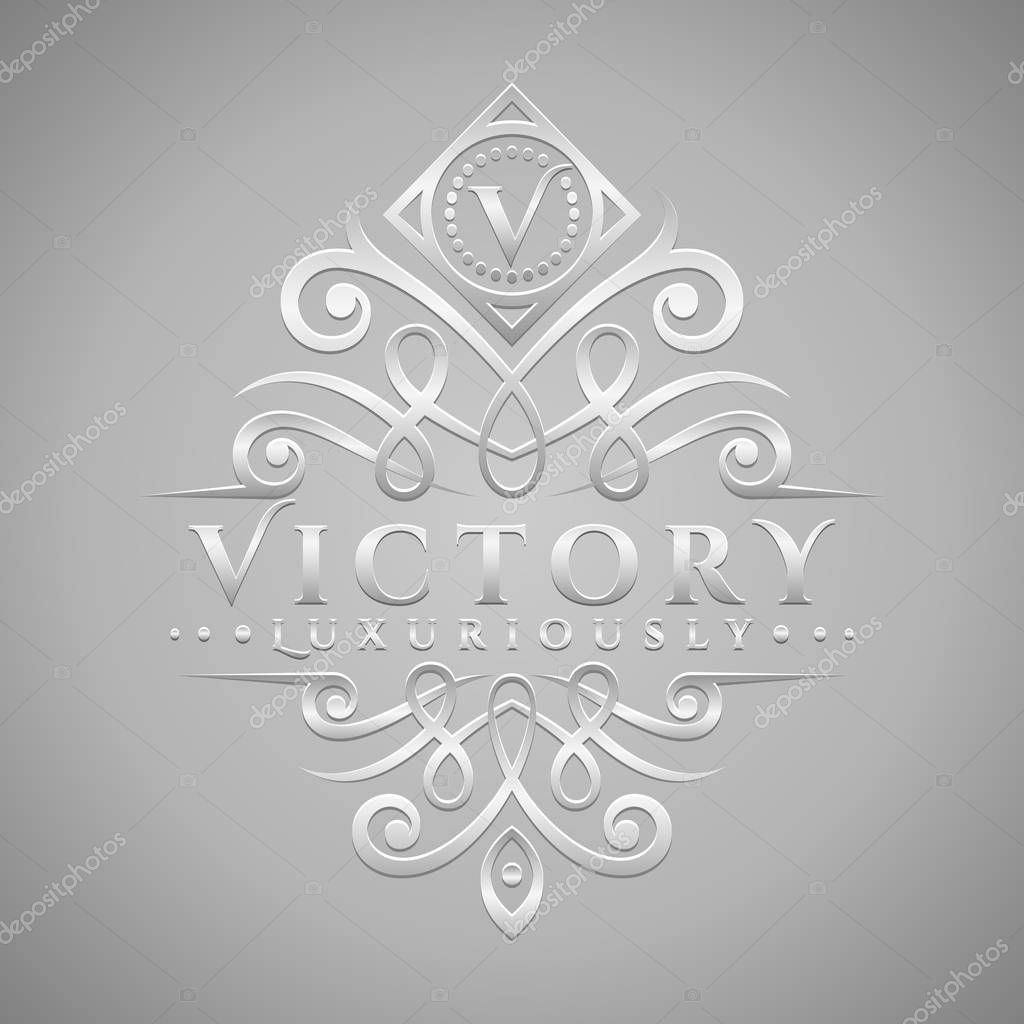 Letter V Logo - Classic & Luxurious Silver Embossed Style Logo