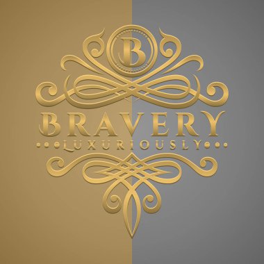 Kabarık altın stil logosu logolu klasik lüks harf B