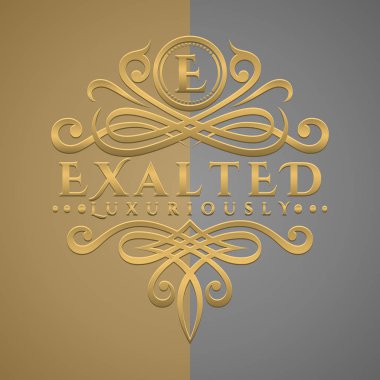 Kabarık altın stil logosu logolu klasik lüks harf E