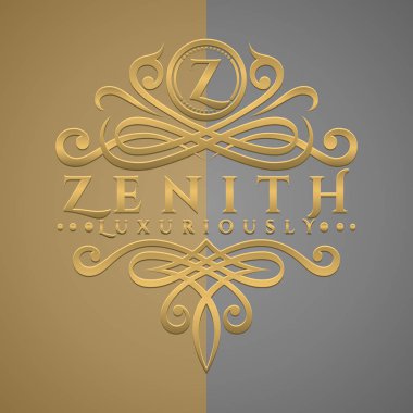Kabarık altın stil logosu logolu klasik lüks harf Z