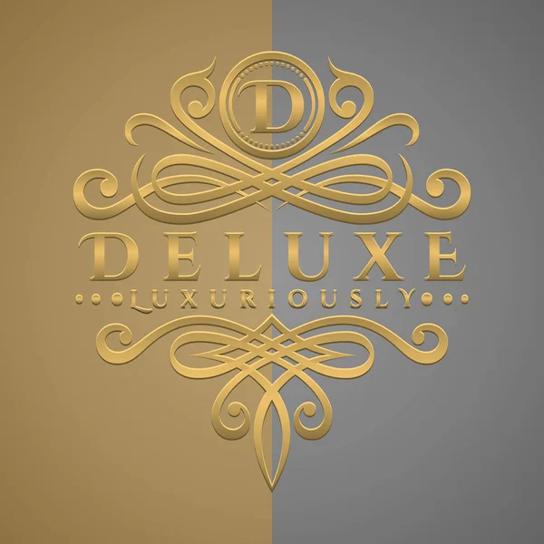 Logotipo Luxo Clássico Letra Com Logotipo Relevo Estilo Ouro — Vetor de Stock