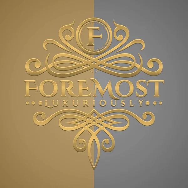 Classic Luxurious Letter Logo Embossed Gold Style Logo — Stock Vector