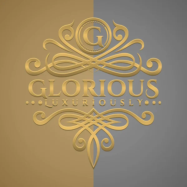 Logotipo Clásico Lujo Letra Con Logotipo Oro Relieve — Vector de stock