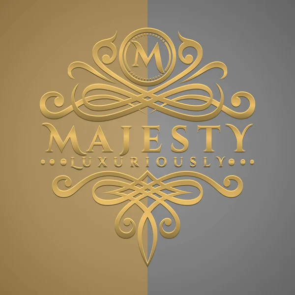 Classic Luxurious Letter Logo Embossed Gold Style Logo — Stock Vector