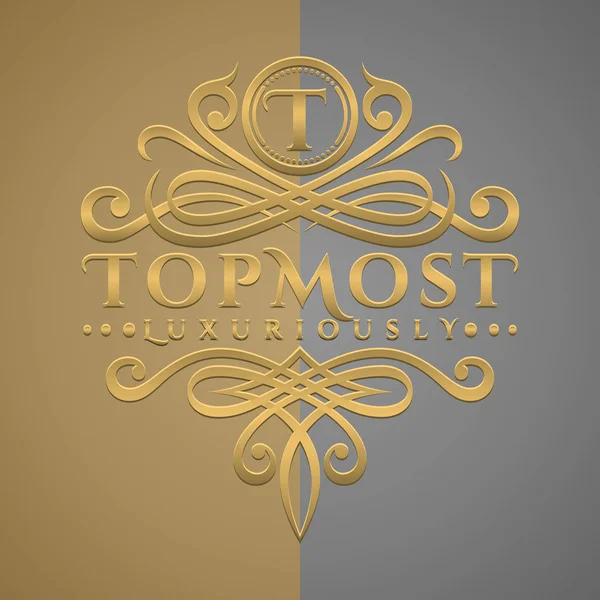 Classic Luxurious Letter Logo Embossed Gold Style Logo — Stock Vector