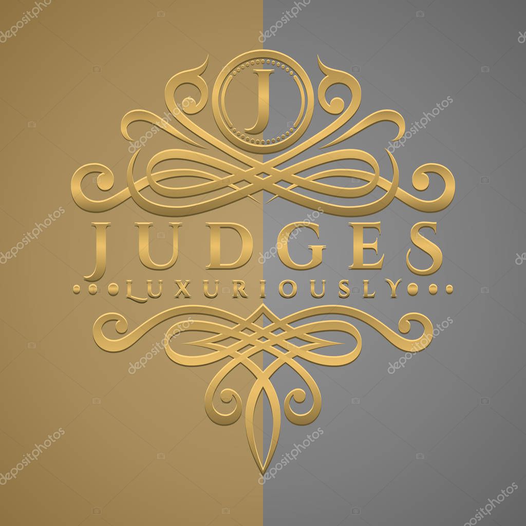 Classic Luxurious Letter J Logo with Embossed Gold Style Logo