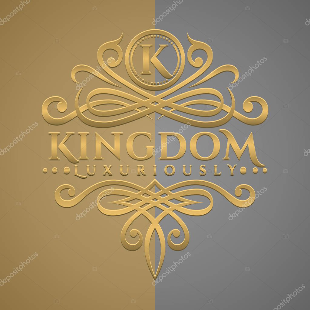 Classic Luxurious Letter K Logo with Embossed Gold Style Logo