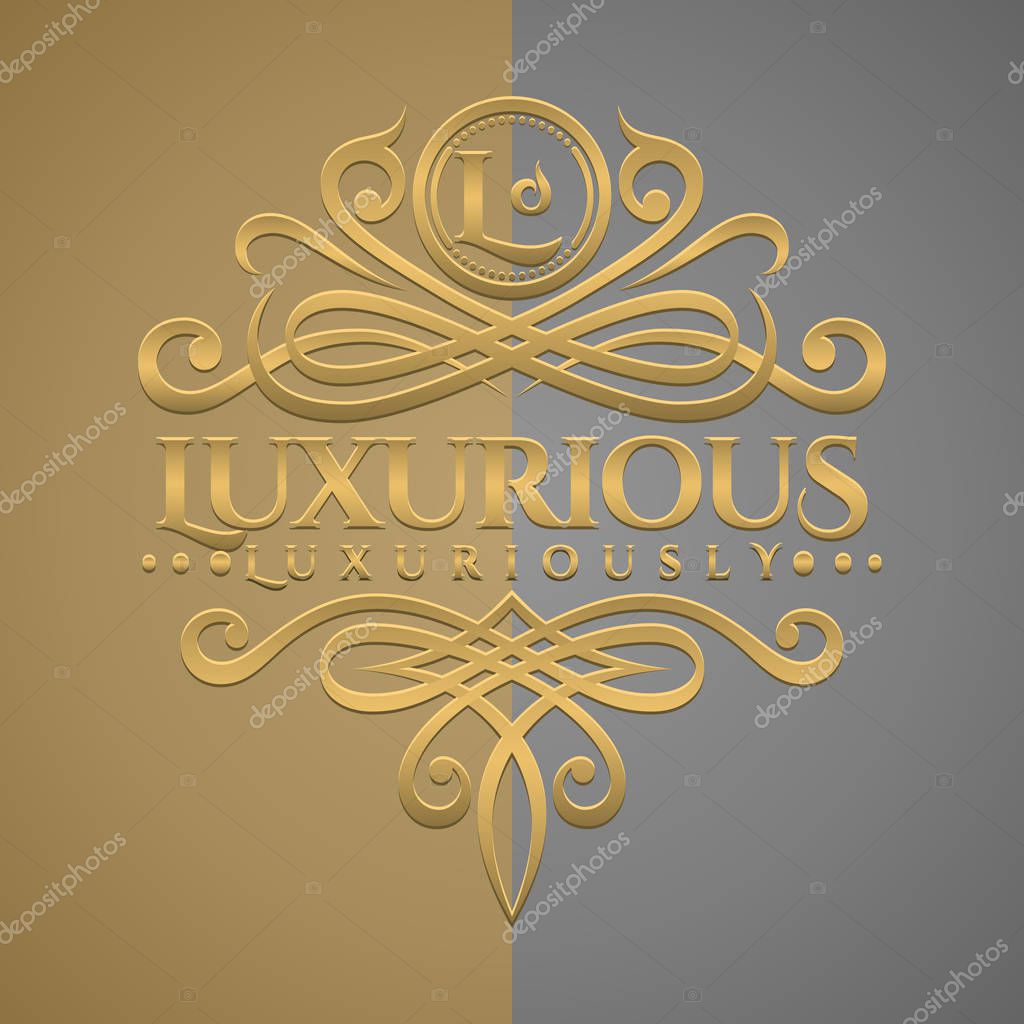 Classic Luxurious Letter L Logo with Embossed Gold Style Logo