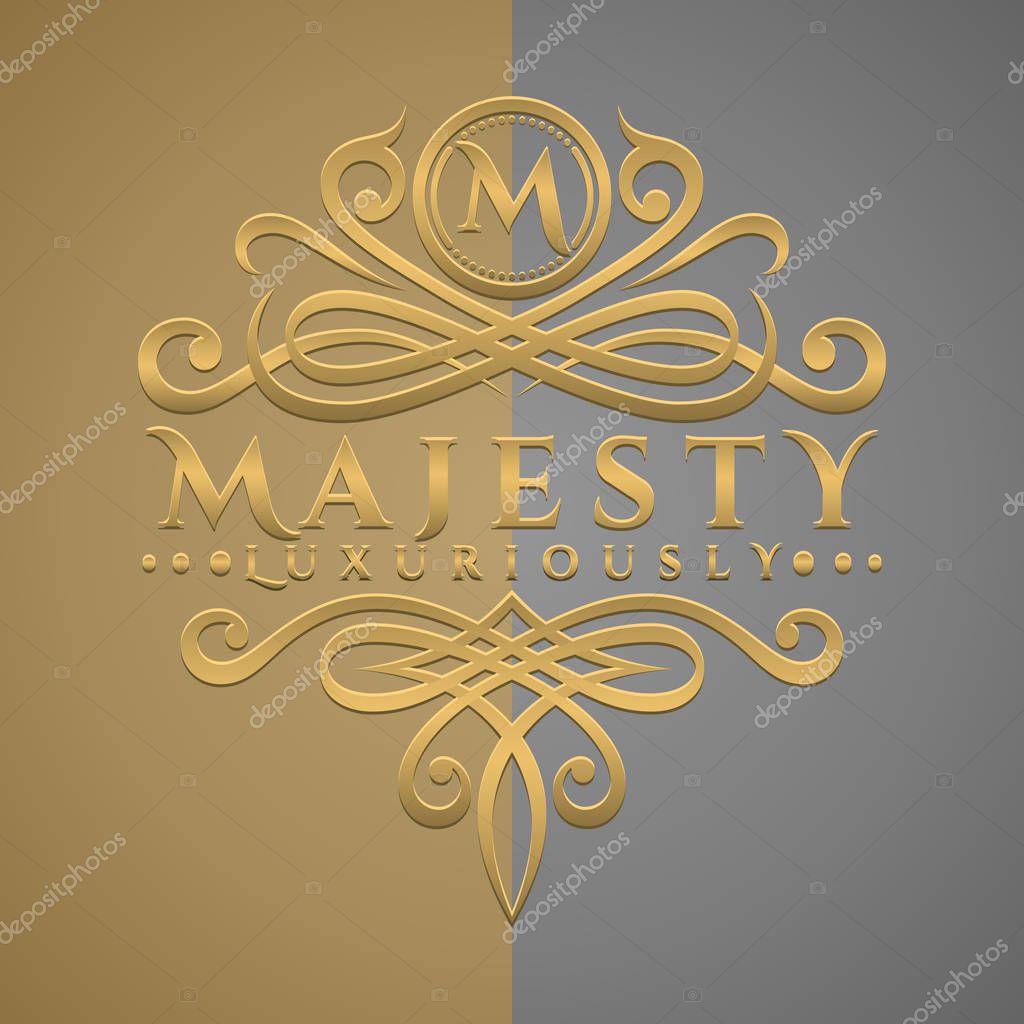 Classic Luxurious Letter M Logo with Embossed Gold Style Logo