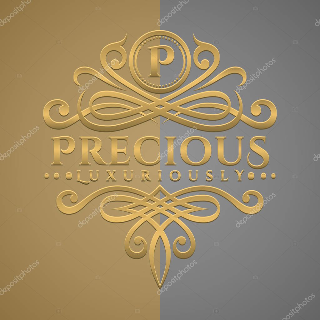 Classic Luxurious Letter P Logo with Embossed Gold Style Logo