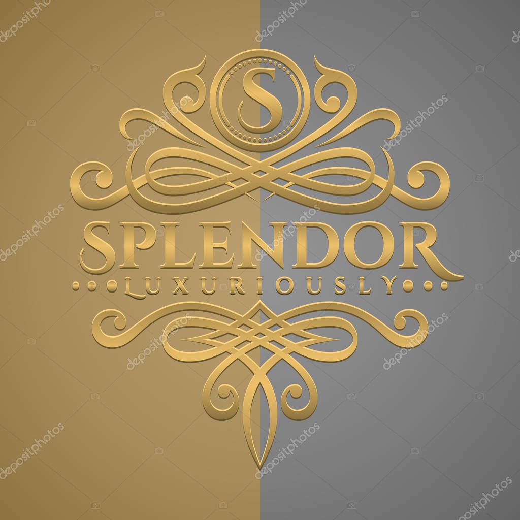 Classic Luxurious Letter S Logo with Embossed Gold Style Logo
