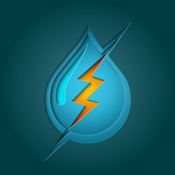 Water Bolt symbol with multi layer deep Paper cut Style