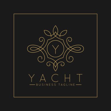 Klasik çizgi sanat süs stili ile lüks Y Harfi Logo 