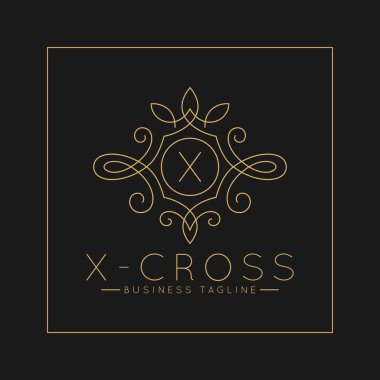 Klasik çizgi sanat süs tarzı ile Lüks Letter X Logo 
