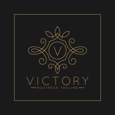 Klasik çizgi sanat süs tarzı ile Lüks Letter V Logo 