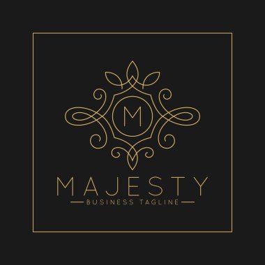 Klasik çizgi sanat süs tarzı ile Lüks Letter M Logo 