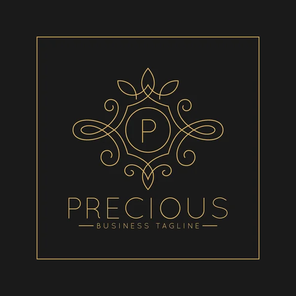 Luxurious Letter P Logo with classic line art ornament style