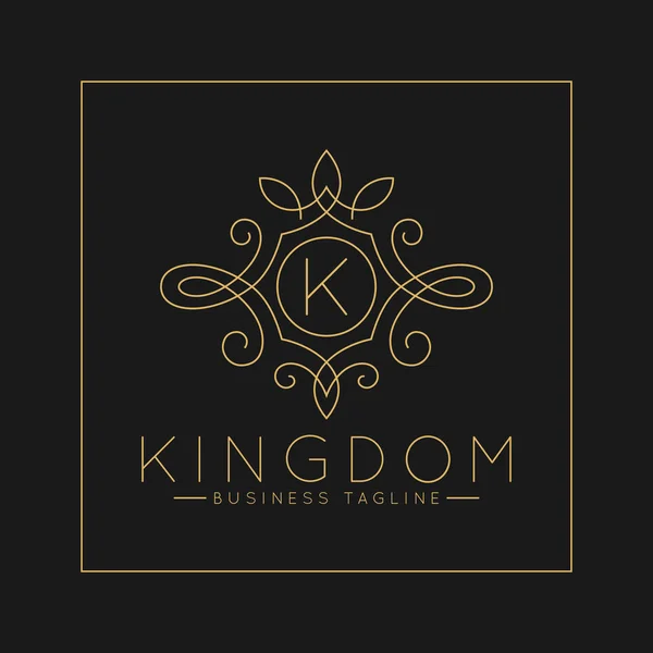 Logo K lettera di lusso con linea classica stile ornamento d'arte — Foto Stock