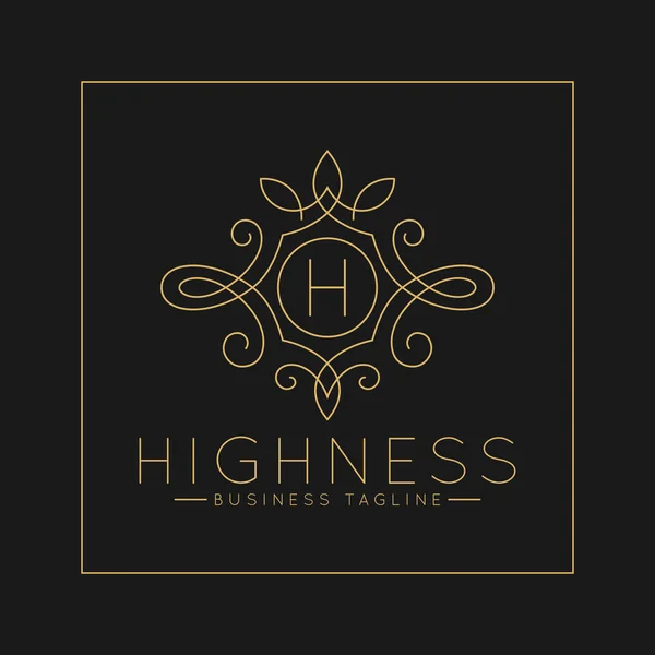 Logotipo de letra H luxuoso com estilo de ornamento de arte de linha clássica — Fotografia de Stock