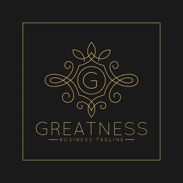 Logotipo de letra G luxuoso com estilo de ornamento de arte de linha clássica — Fotografia de Stock