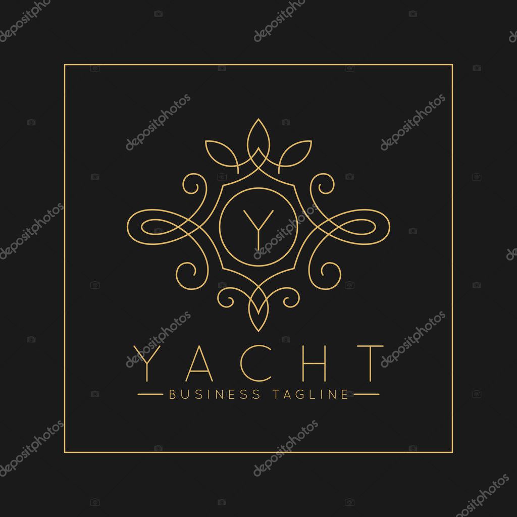 Luxurious Letter Y Logo with classic line art ornament style