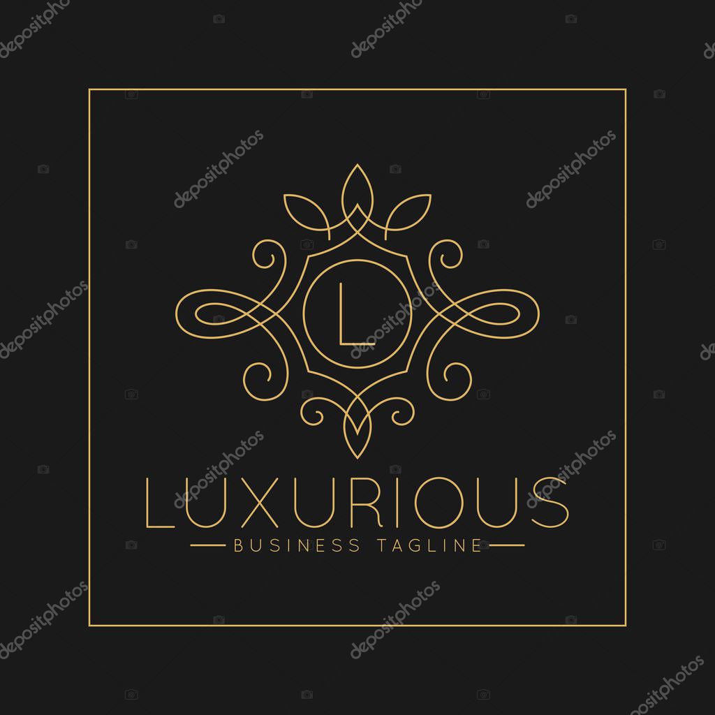 Luxurious Letter L Logo with classic line art ornament style