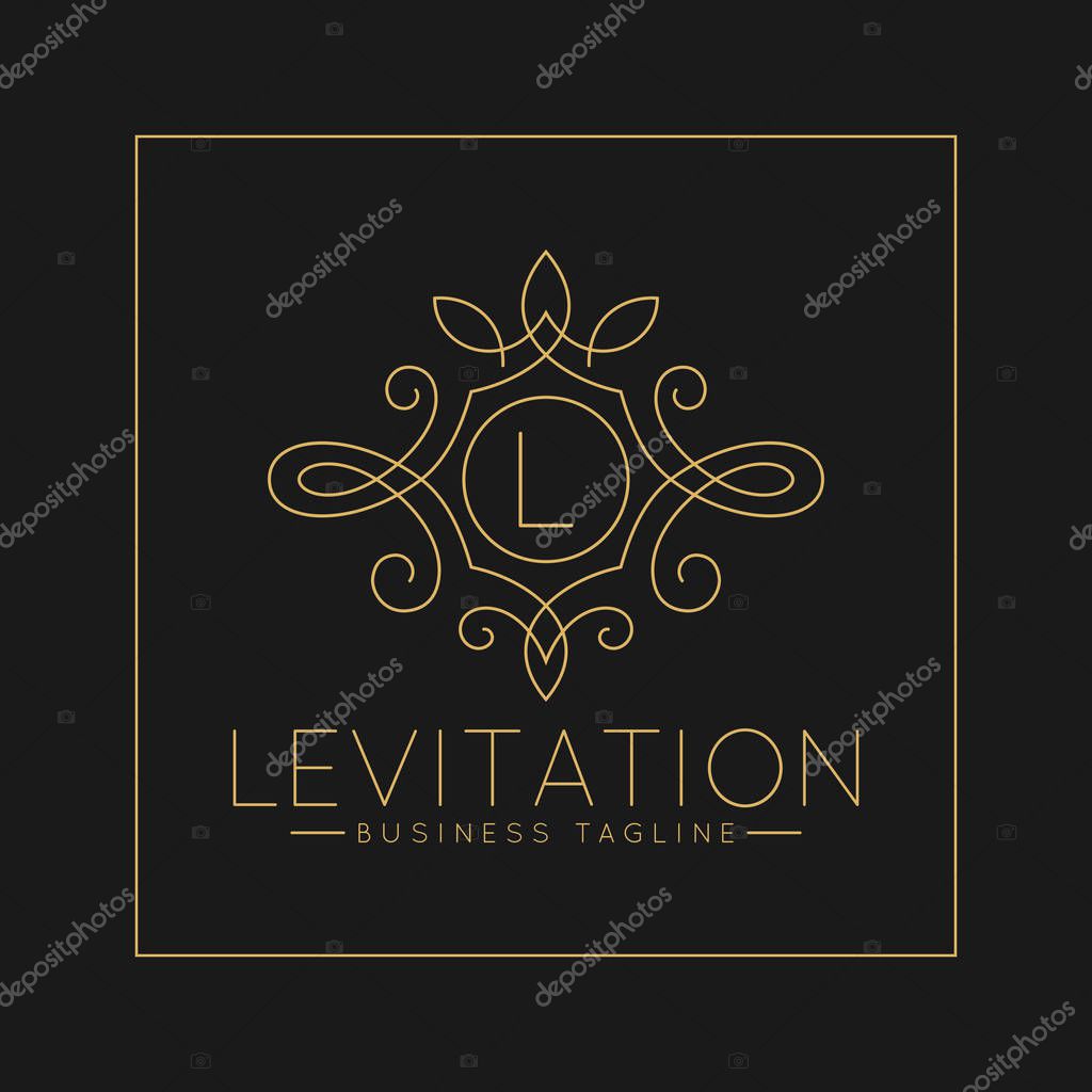 Luxurious Letter L Logo with classic line art ornament style