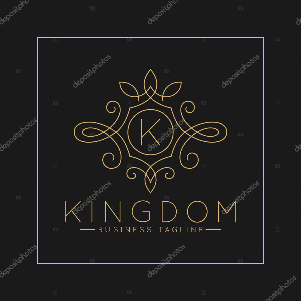 Luxurious Letter K Logo with classic line art ornament style