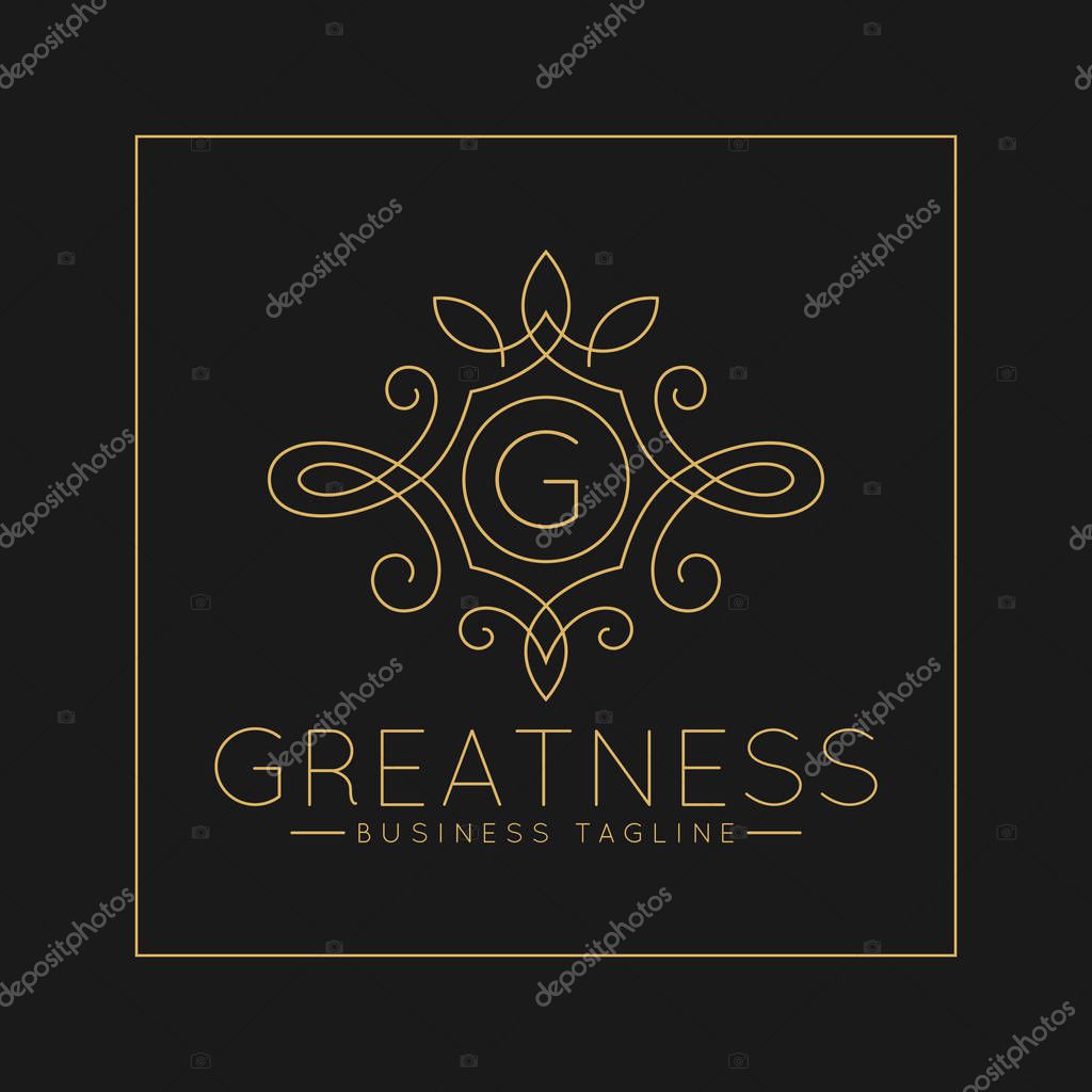 Luxurious Letter G Logo with classic line art ornament style
