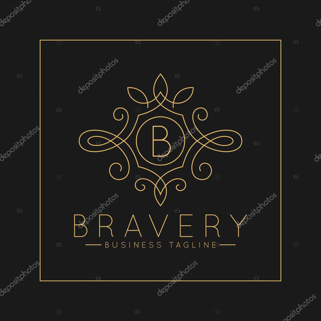 Luxurious Letter B Logo with classic line art ornament style