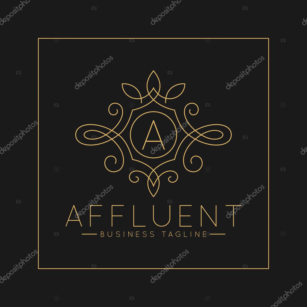 Luxurious Letter A Logo with classic line art ornament style