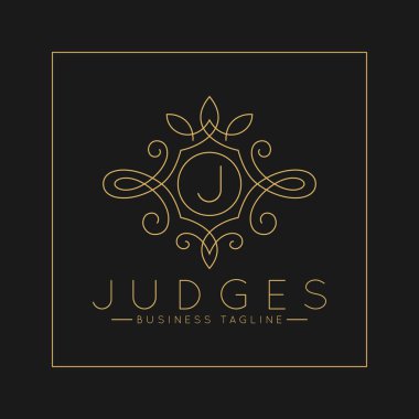 Klasik çizgi sanat süs tarzı vektör ile Lüks Letter J Logo
