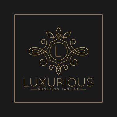 Klasik çizgi sanat süs tarzı vektör ile Lüks L Harfi Logo