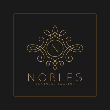 Klasik çizgi sanat süs tarzı vektör ile Lüks Letter N Logo