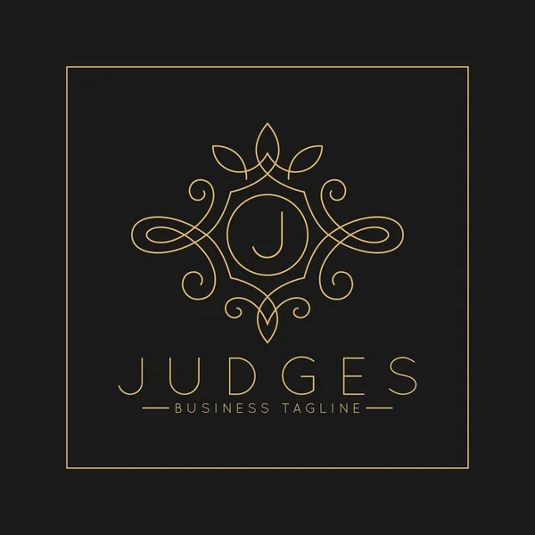 Luxuoso letra J Logo com linha clássica arte ornamento estilo vetor — Vetor de Stock