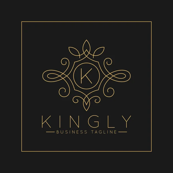Luxuoso letra K Logo com linha clássica arte ornamento estilo vetor — Vetor de Stock