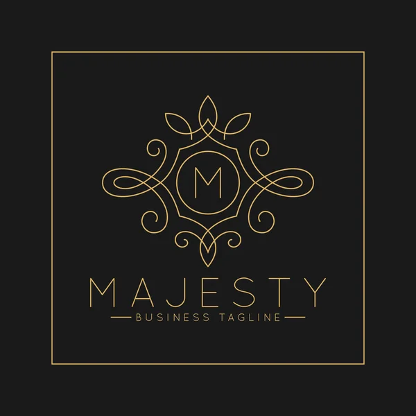 Logotipo de letra M de luxo com vetor de estilo de ornamento de arte de linha clássica — Vetor de Stock