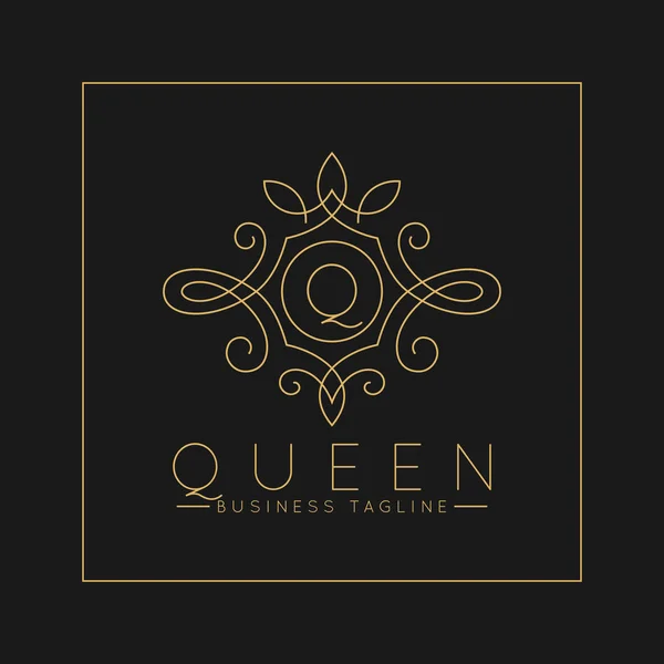 Luxuoso letra Q Logo com linha clássica arte ornamento estilo vetor — Vetor de Stock