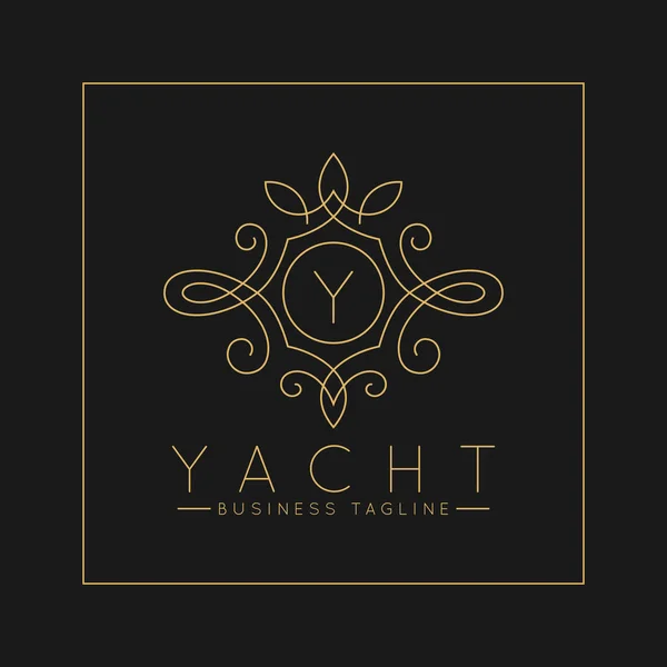 Logo Y lettera di lusso con linea classica arte ornamento stile vettore — Vettoriale Stock