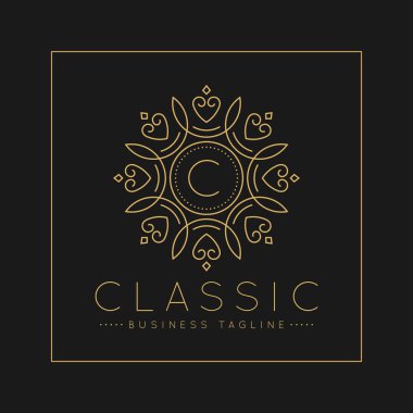 Klasik ve Lüks çizgi sanat süs tarzı vektör ile Mektup C Logo